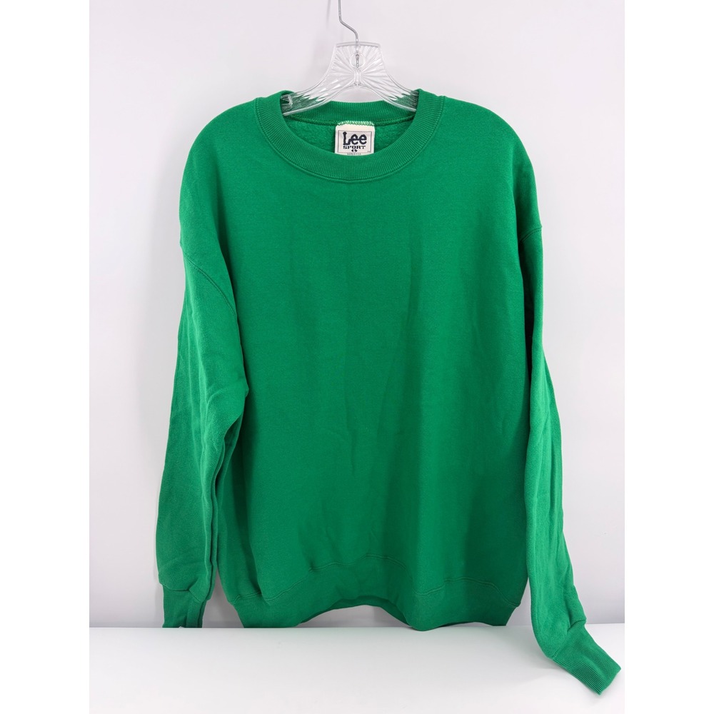 Lee Sport Sweatshirt Sz‎ Large Green Vintage USA Crewneck Blank Pullover New
